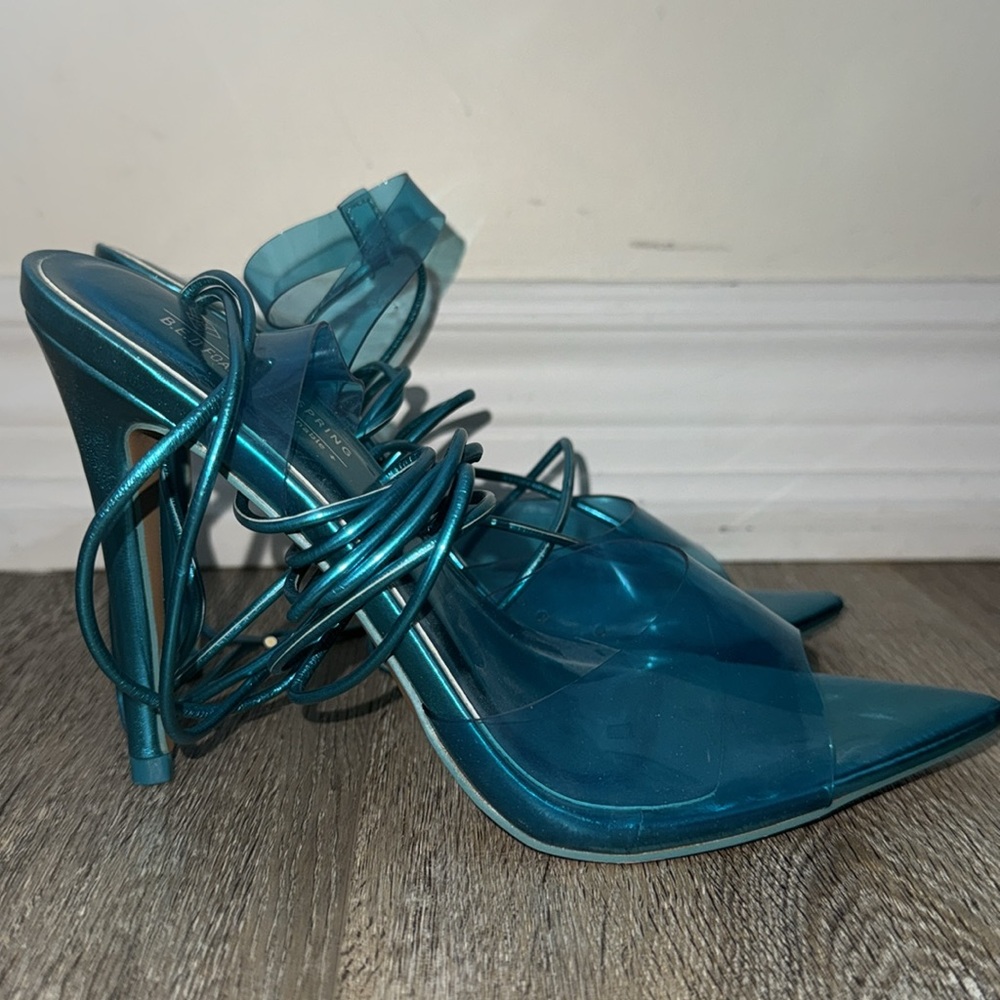 Teal Strappy Heels